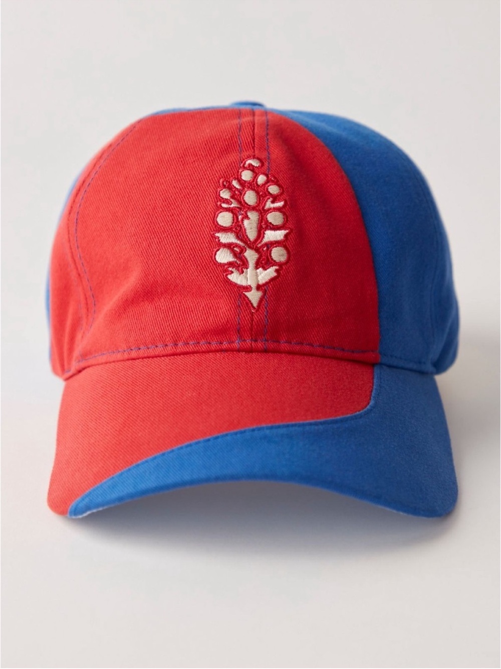 NWT Free People Rule The Court Baseball Hat Color block Red Blue OneSize Cap